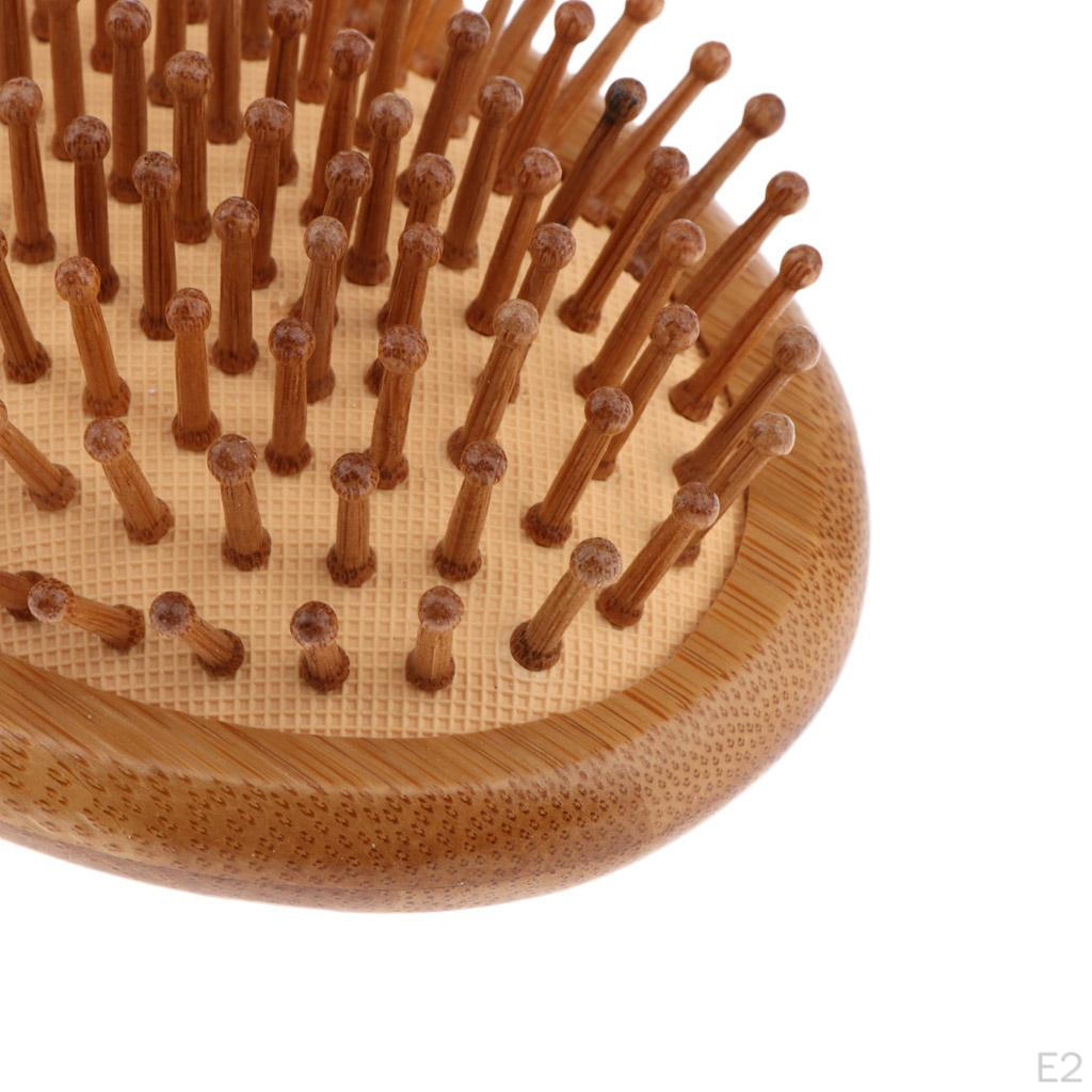 Bamboo Paddle Cushion Hairbrush Ball-Tipped Scalp Massage Brush Comb