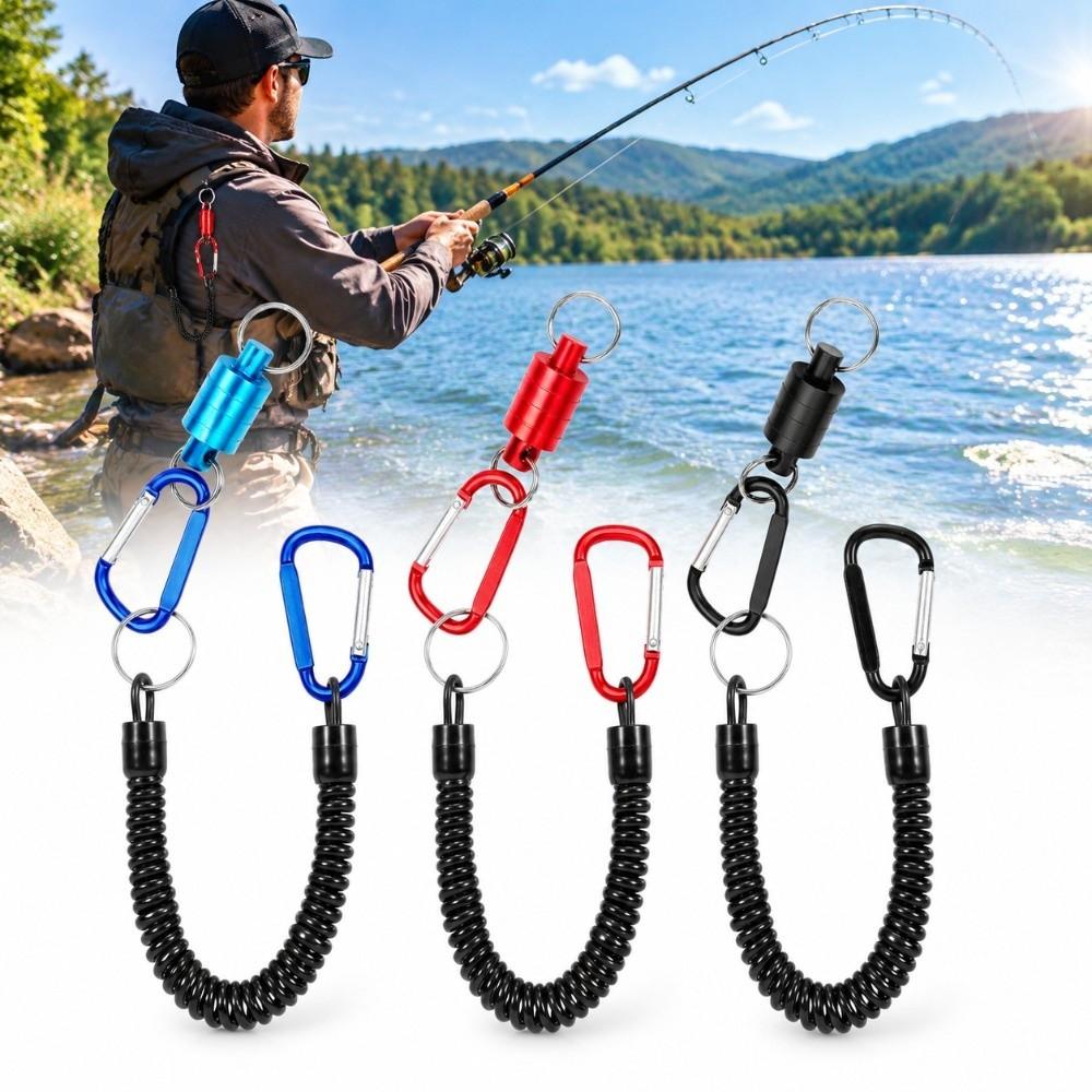 3PCS with Coiled Lanyard Fly Fishing Net Release Clip Landing Net Connector Fly Fishing