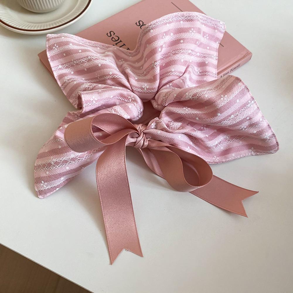 Korean Style Plaid Silk Ribbon Scrunchies Elastic Large Intestine Hair Ring Friends