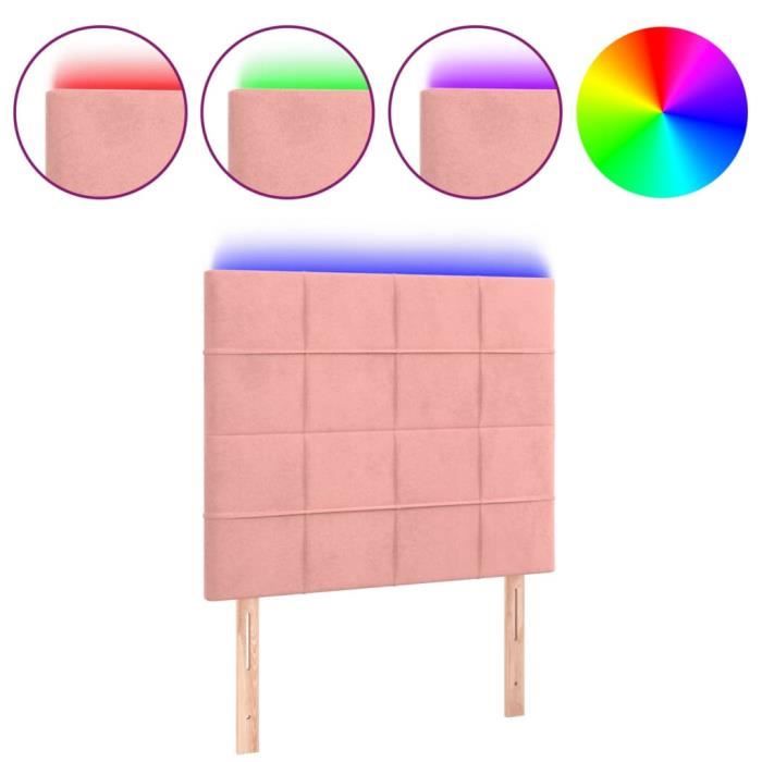 3122465 vidaXL LED Headboard Pink 90x5x118-128 Cm Velvet