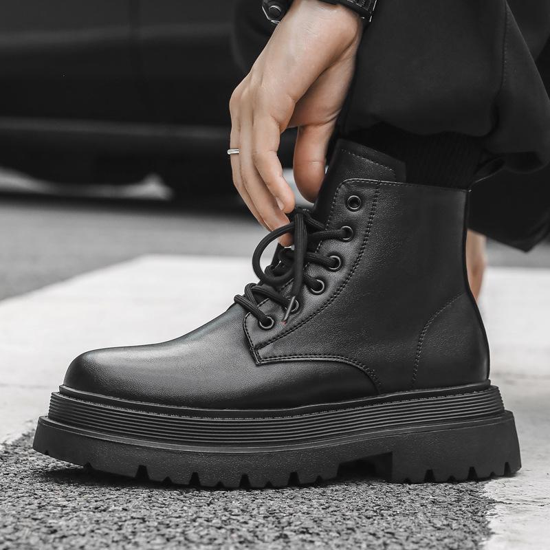 Platform short boots men's 2024 new thickened versatile high-top locomotive boots sleeve knight chimney boots 56734-J