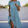 European & American Summer Polka Dot Short Sleeve Round Neck Button Dress
