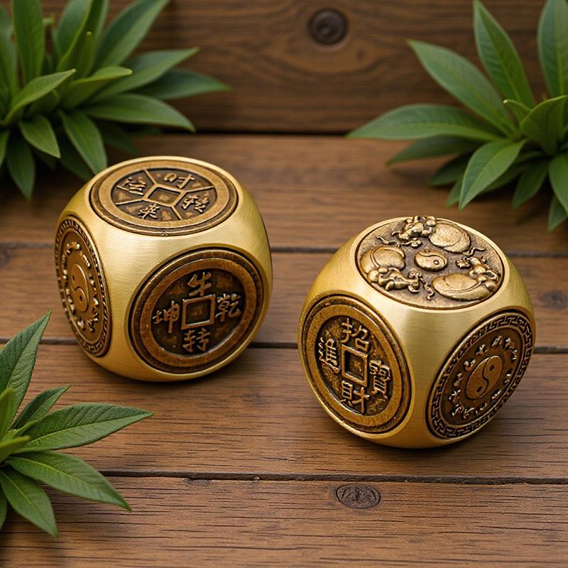 Rotating Six-Faced Chinese Lucky Coin Spinner Fidget Toy Stress Anxiety Relief Sensory Focus Tool For Birthday Christmas Gift