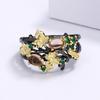 New Two tone Leaf Fruit Zircon Ring Unique Retro Personality Dark High end Light Luxury Charm Jewelry Gift