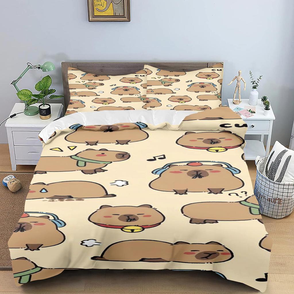 Cartoon Capybara Quilt Cover Skin-Friendly And Breathable Duvet Teenager Fluffy Warm Cuddly Comforter Warmth Bedding