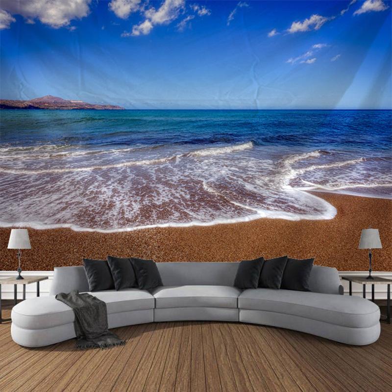 Beach Sunset Scenery Tapestry Wall Hanging Bohemian Calico Tapestry Home Wall Decor Bedroom Decor