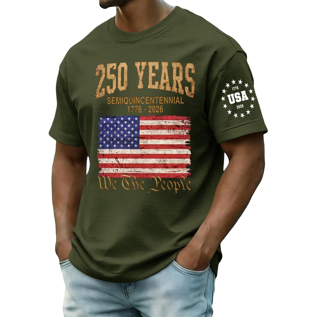 Men's Short Sleeve Crew Neck T-Shirt 250th Anniversary Independence Day Print Casual Comfortable Fit Summer Wear