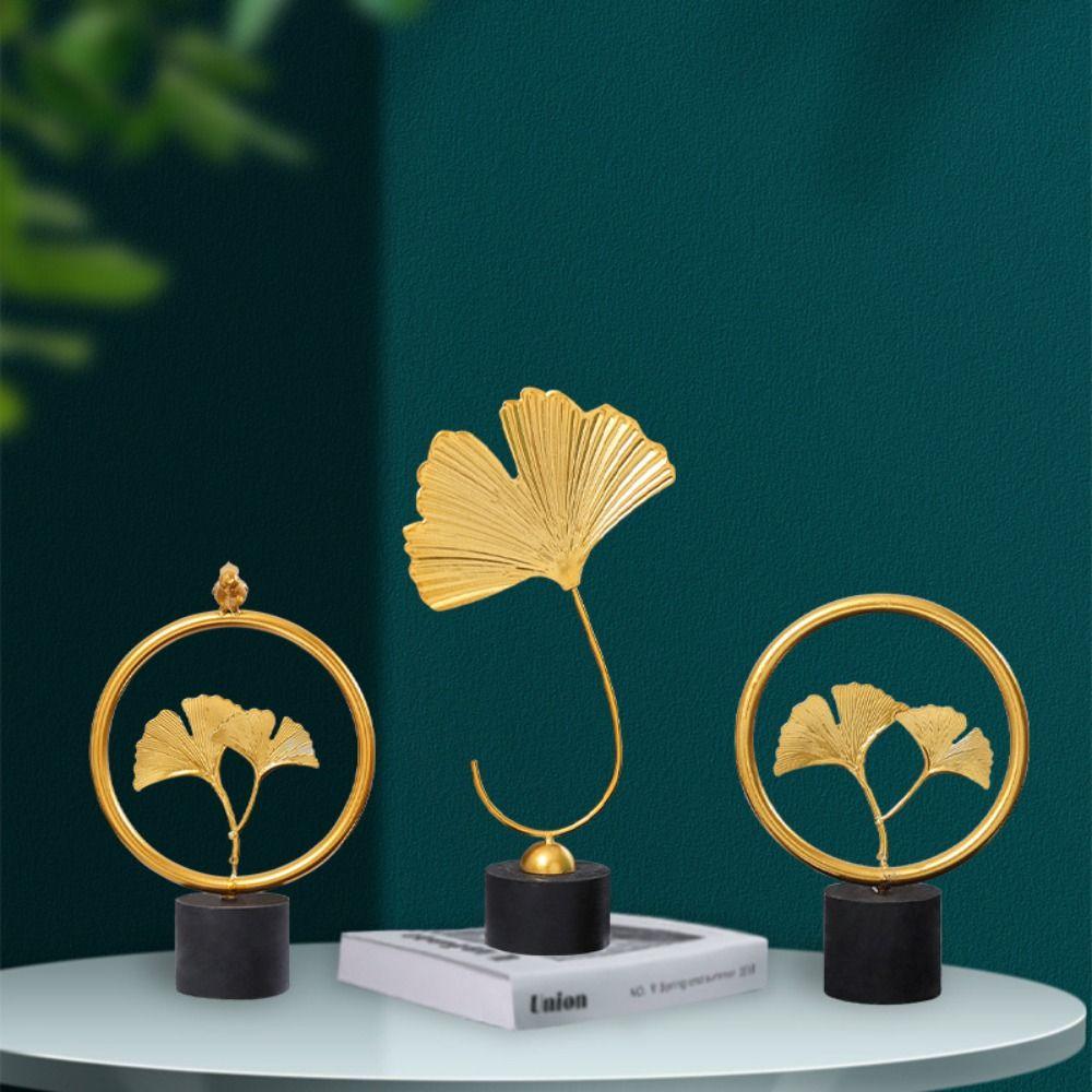 Decoration Handicraft Leaves Sculpture Iron Arts Crafts Ginkgo Leaf Ornaments Desktop Ornaments