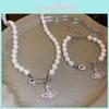 Baroque Zircon Pearl Necklace With Simple Titanium Pendant For Elegant Women