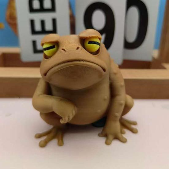 Figura de Sapo Impresa en 3D Divertida Linda Sapo Decoración de Escritorio Animal Coleccionable Escultura para Decoración de Estante de Hogar Oficina