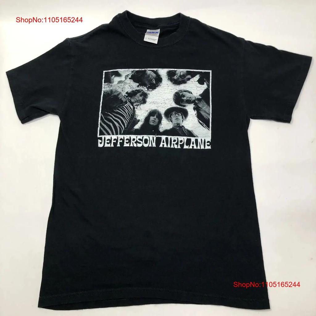 Jefferson Airplane Photo Logo Size S Small Black T Shirt Classic Rock Band Vintage Stylish Casual Unisex Stretched