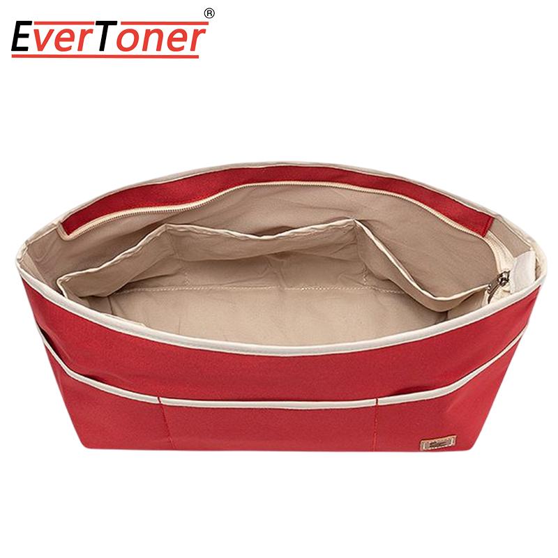 

EverToner Nylon Insert Bag Organizer for LV-Neverfull Tote bag Women Makeup Handbag Bags Inner Purse 30.5X22.5X14.5cm