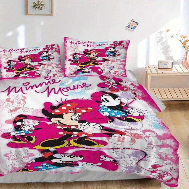

3pcs Pink Minnie Mouse Quilt Cover Set - Soft and Cozy Bedroom, Guest Room and Dorm Decorative Bedding 3-Piece Set 1 Quilt Cover + 2 Pillow Shams 135x200cm