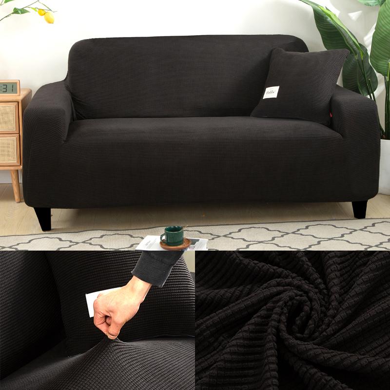 Jacquard Stretch Thick Slipcovers Polar Fleece  Elastic Sofa Covers for Living Room Armchair Cover 1/2/3/4 Seater L Shape Covers
