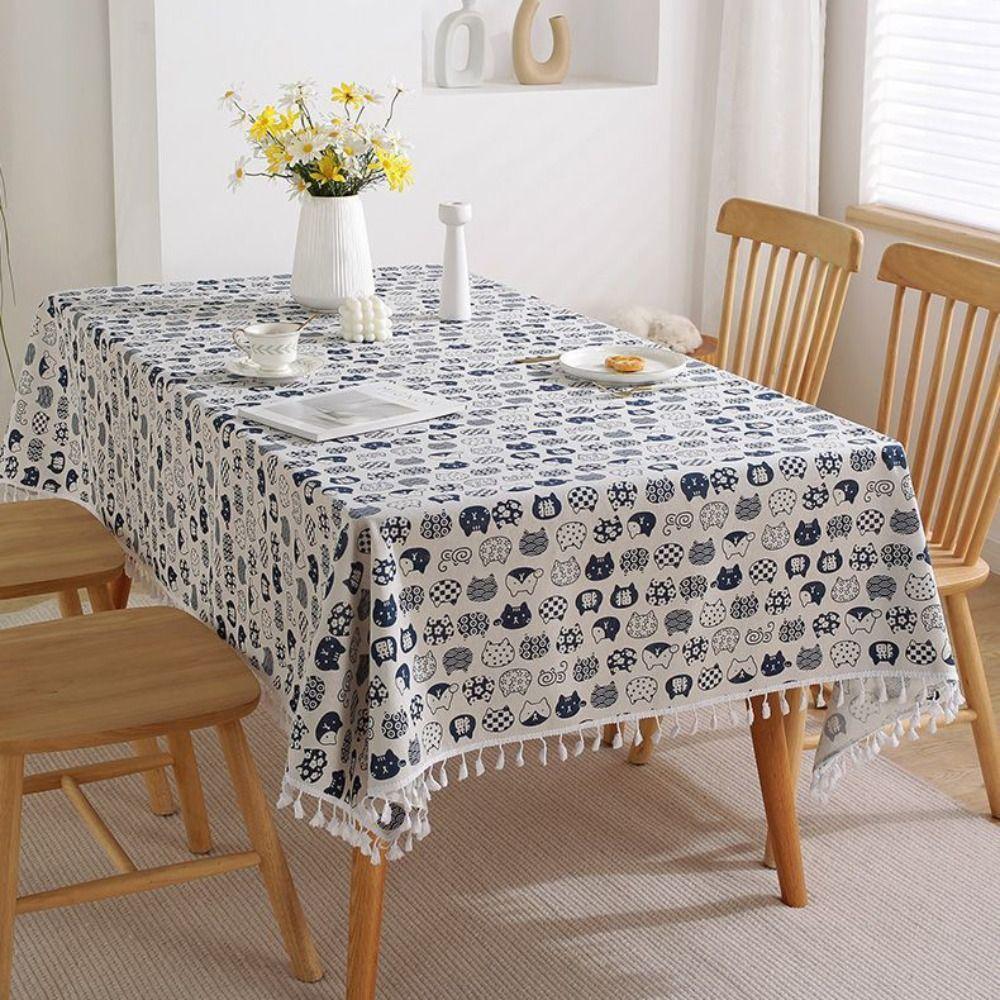 Nordic Style Bohemian Tablecloth with Tassel Table Cover Practical Ethnic Tablecloth  Living Room