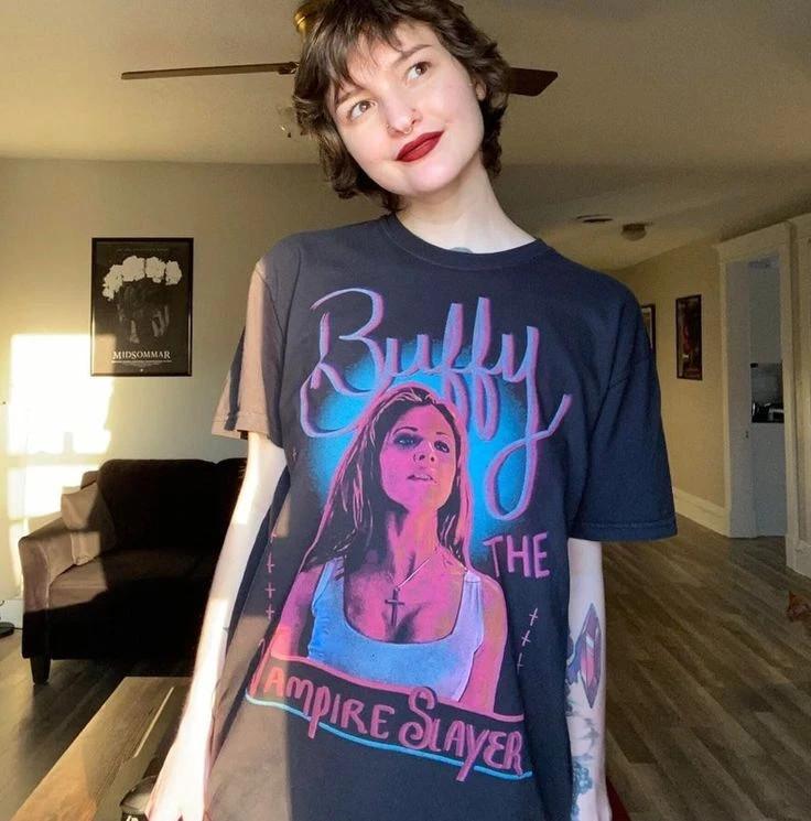 90s Reprint Buffy The Vampire Slayer Short sleeve T shirt Remake Unisex T-Shirt S