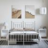 Vidaxl Metal Bed Frame with Headboard and Footboard, White, 150X200 Cm
