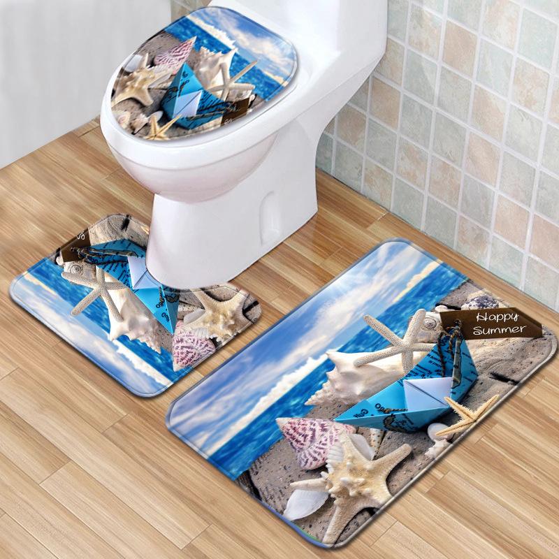Textured Toilet Three-Piece Floor Mat Bathroom Three-Piece Carpet Doormat