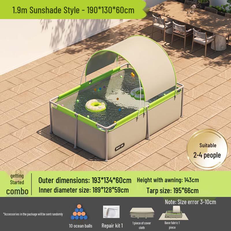Qianyu 2.6m Rectangular Swimming Pool Set with Canopy
