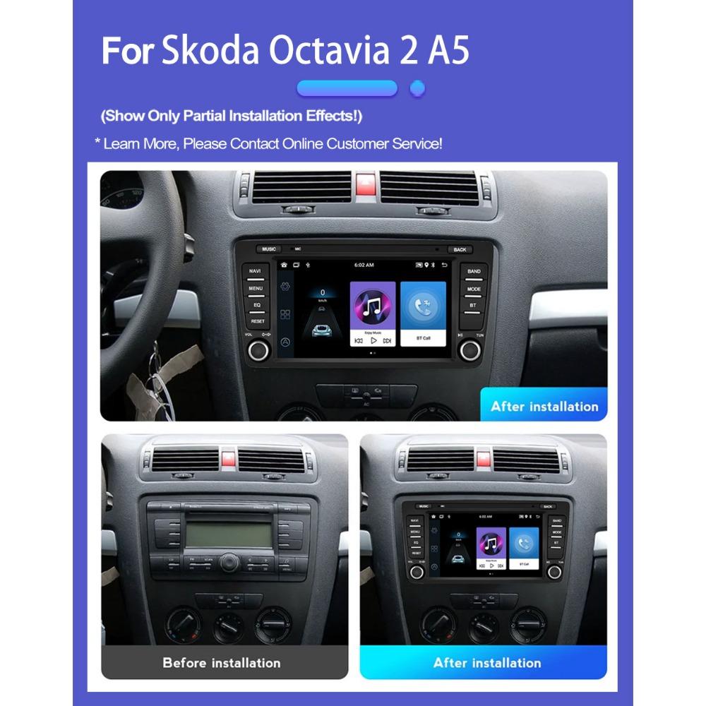 8 tommer Bilradio Android for Skoda Octavia 2 A5 2004-2013 Auto Multimedia Stereo Navigasjon 1+32GB