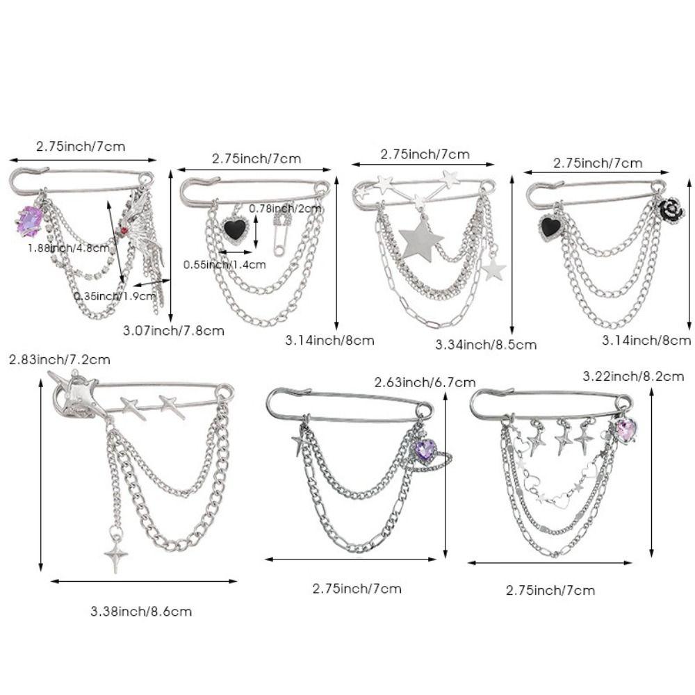 Metal Chain Tassel Chain Pin Butterfly Design Lapel Pin Chain Pendant Brooches Wedding Party
