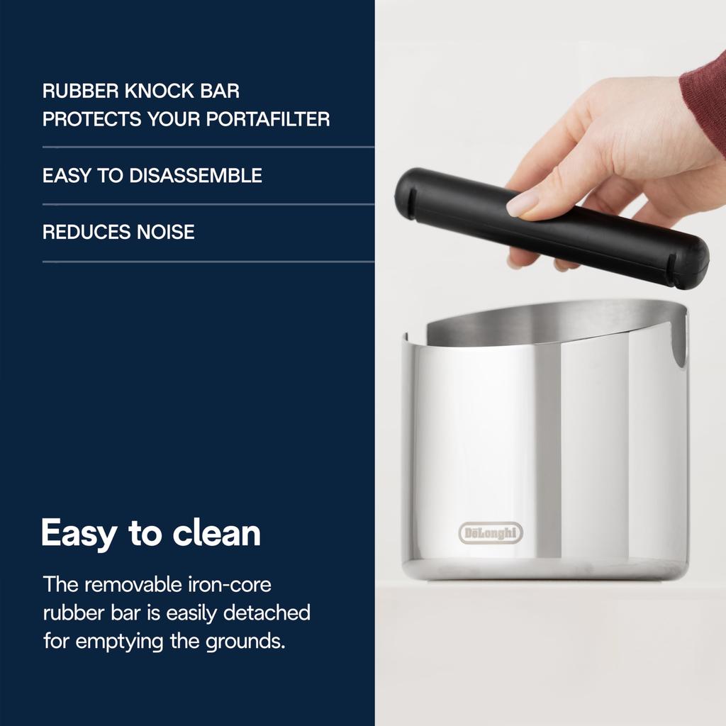 De'Longhi Knock Box DLSC072 for De'Longhi Espresso Machine Made In Italy Shock Absorbing Rubber Base Coffee Grounds Container Authentic Accessory