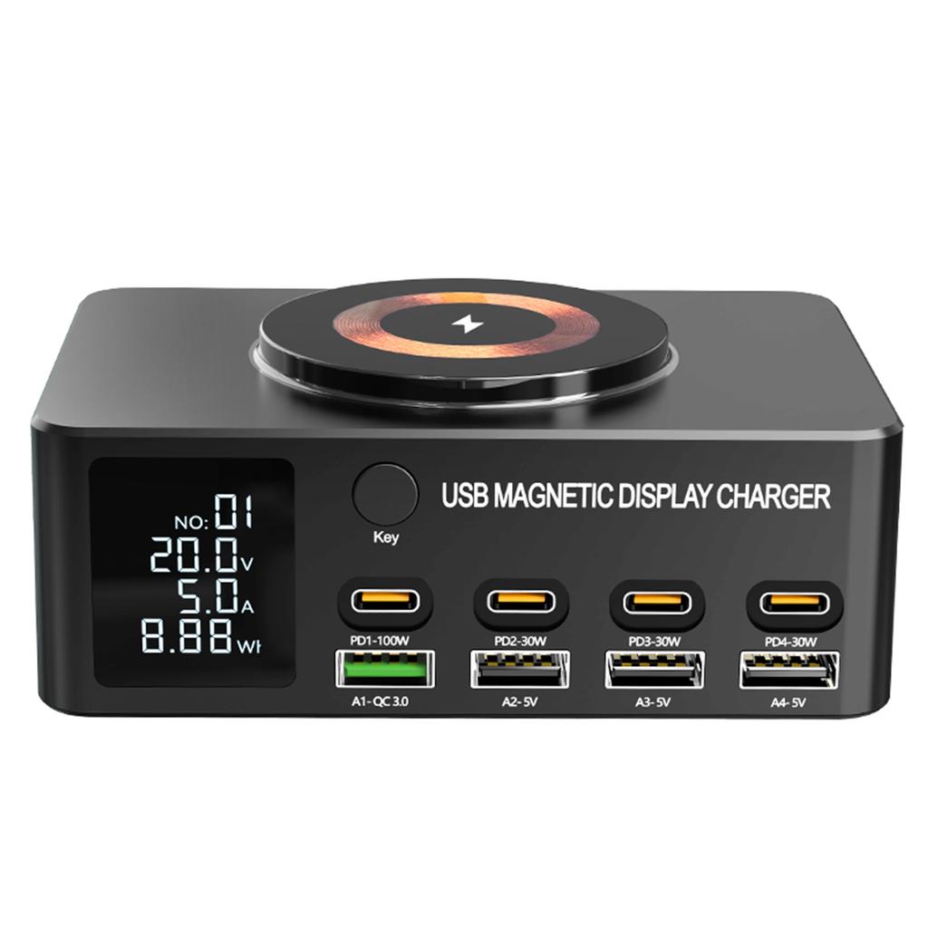 Charging Station for Multiple Devices 140W 8 Ports PD QC3.0 USB C Wireless Chargers Desk Fast Charging Device for