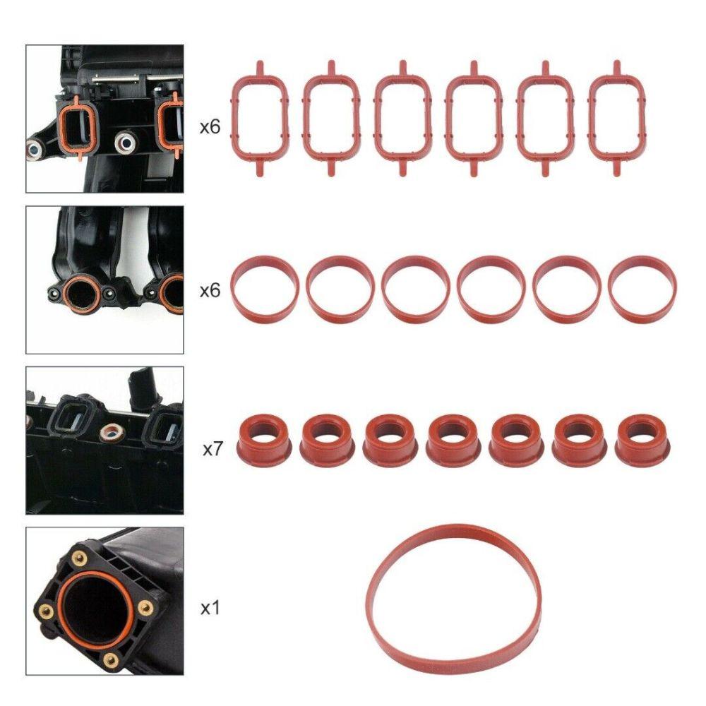 20 Stück Autoteile Zubehör Ansaugkrümmer Dichtungssatz für BMW M47 M57 E46 E53 E60 E63 E65 E87 E90 E91