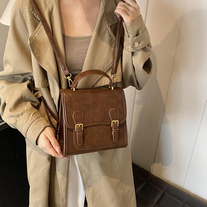 Premium Texture Retro Portable Small Bag Femininity Backpack Large Capacity Messenger Bag