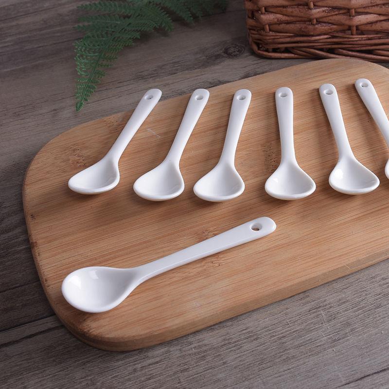 (25pcs) Porcelain Mini Coffee Spoon 8cm 10cm 12cm 13cm Spice Honey Spoons Ceramic Coffee Spoons