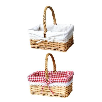 Handcrafted Wicker Picnic Basket for Hiking and Beach Parties with Detachable Cotton Liner for Easy Cleaning