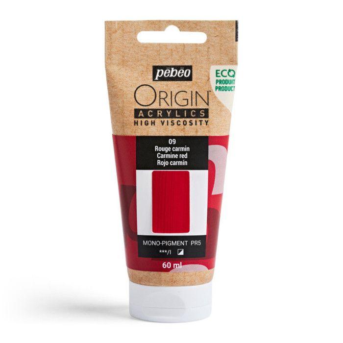 Peinture acrylique - Rouge carmin - 9 - Haute viscosité - Pébéo - Origin acrylics - 60ml