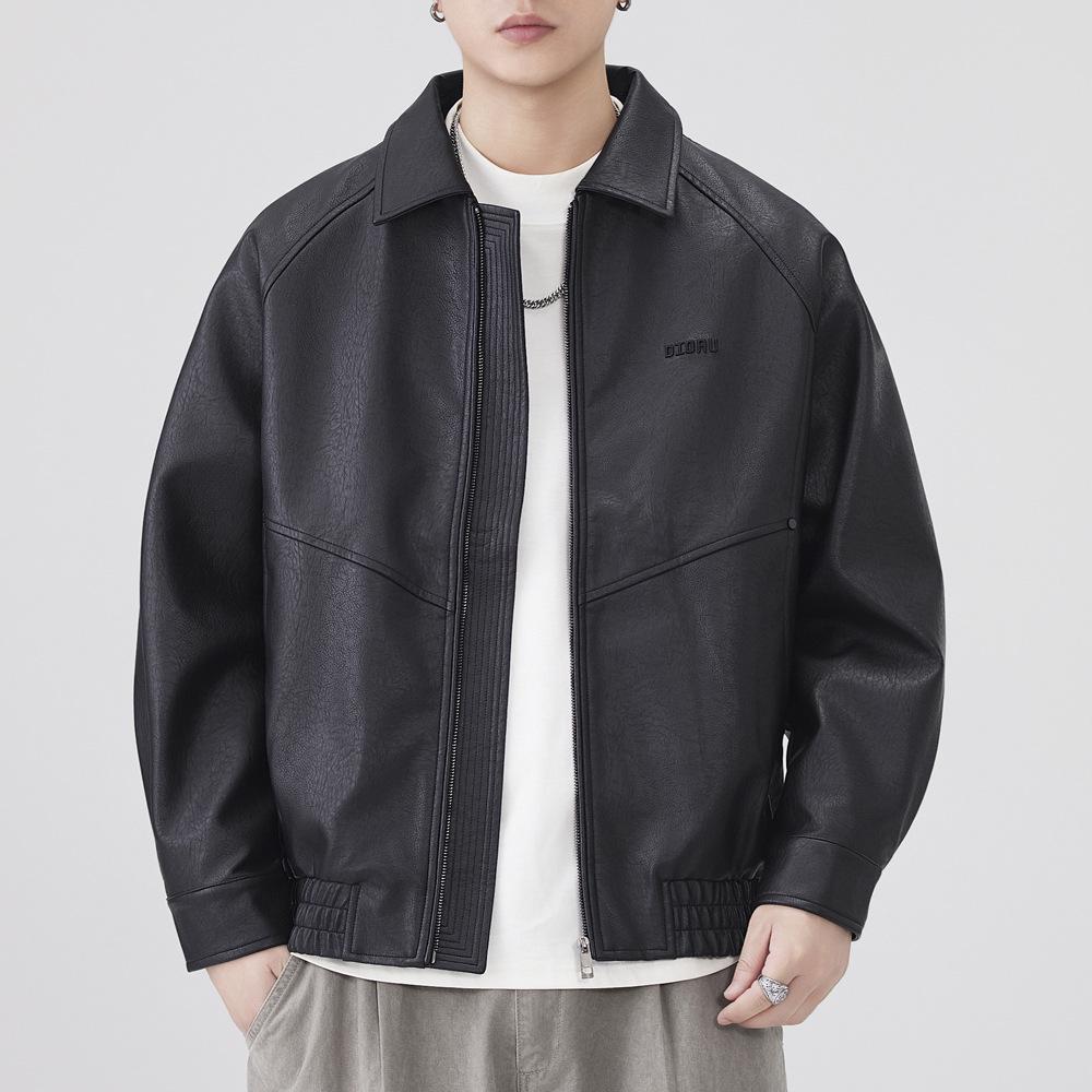 Men's Melanoid Leather Jacket: 2025 Autumn/Winter Trendy Motorcycle Pilot Style