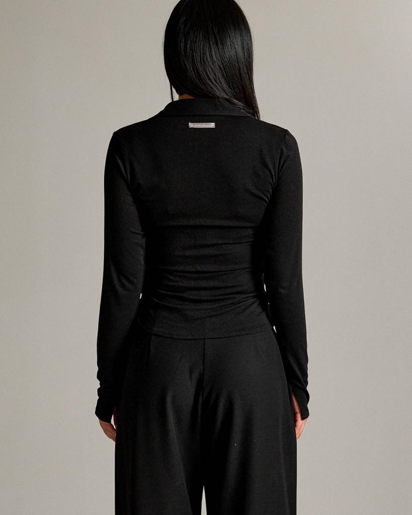 Kulsiseu Cs Drape Wrap Shirts-068 (Black)