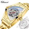 Automatic Man Watch Luxury Stainless Steel Triangle Dial Mechanical Wristwatches Skeleton Waterproof Luminous Watch