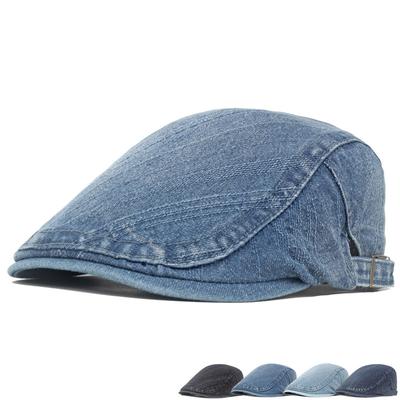 Washed Denim Cap Men British Beret Women Forward Cap Paintsman Hat Newsboy Cap