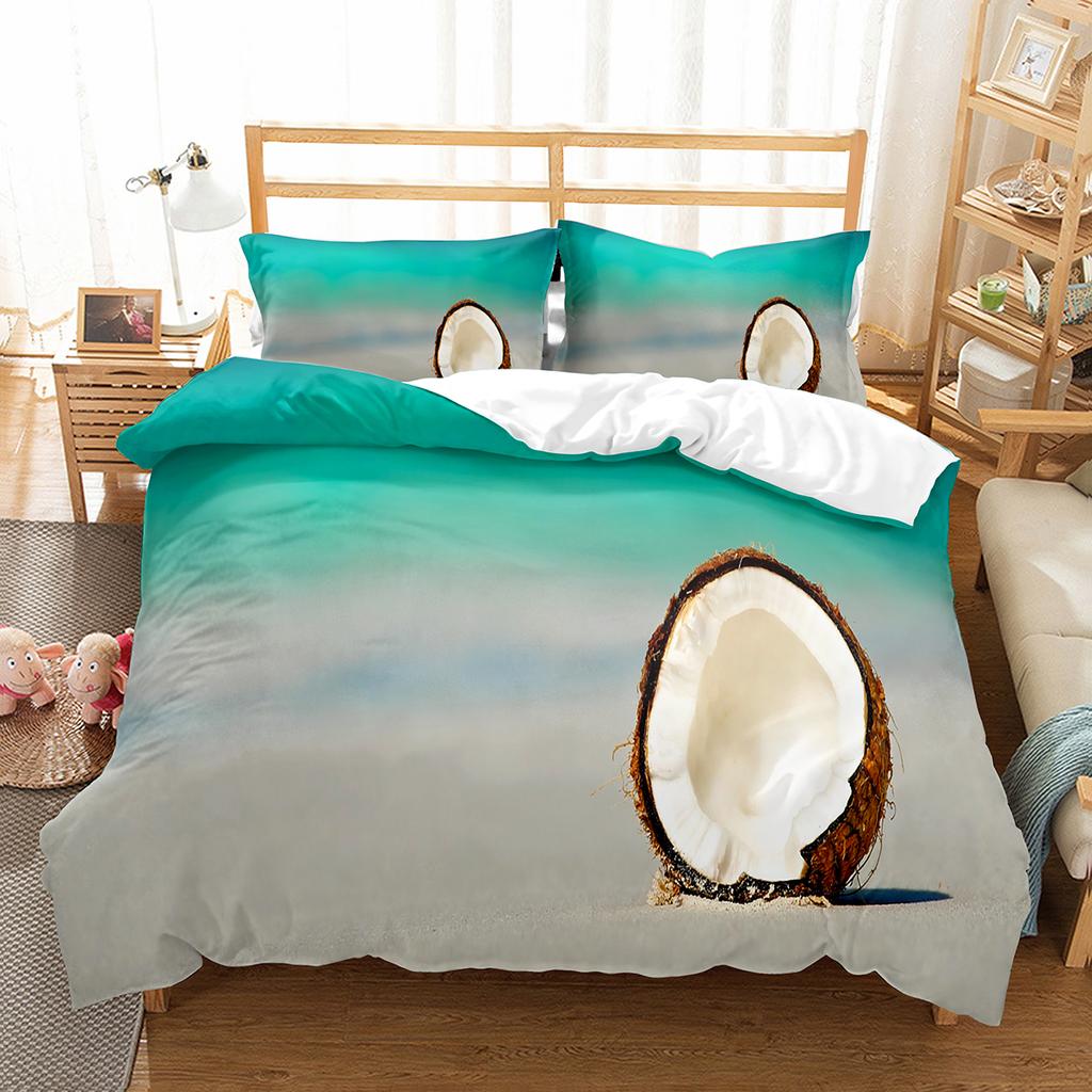 Coconut Duvet Cover Set Coconut Tree Pattern Quilt Cover for Boys Girls Kids Bedroom Decor Double Single Size Comforter Cover