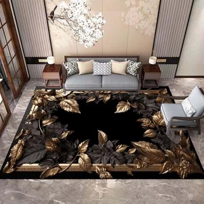 3D Black Gold Carpets for Living Room Sofas Decoration Bedroom Carpet Luxury Large Area Rugs 160x230 Non Slip Floor Mat Washable