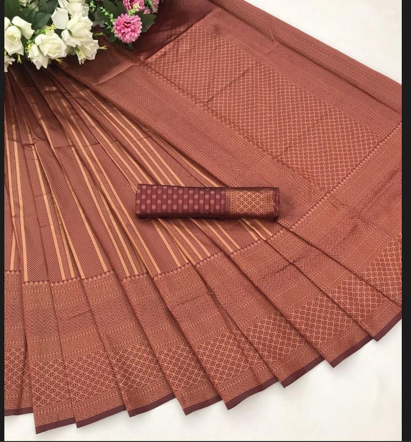 Trending New Indian Traditional Soft Silk Saree With Lace And Border Weaving