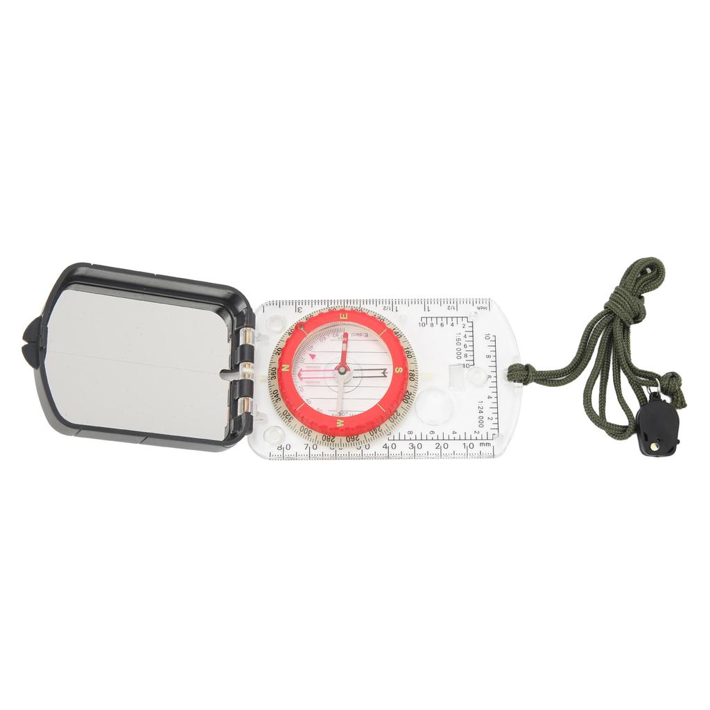 Multifunctional Plastic Compass with Scales Portable Gradiometer Magnifying Glass LED Lamp Tool