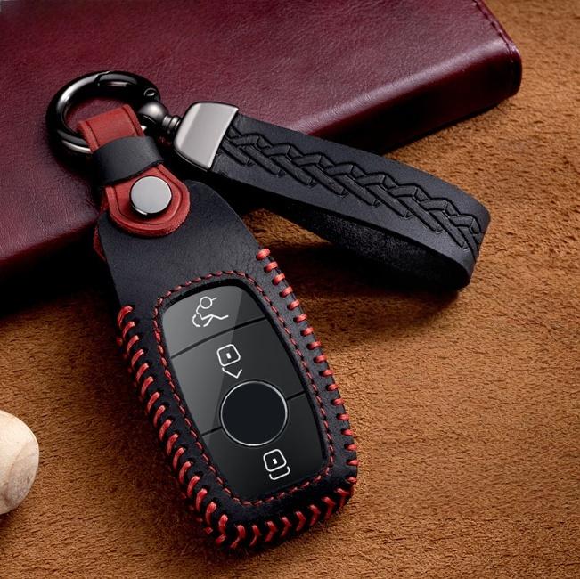 

Кожаный чехол для ключа автомобиля для Mercedes benz A C E S G Class GLC CLE CLA GLB GLS W177 W205 W213 W222 X167 AMG Держатель чёрный