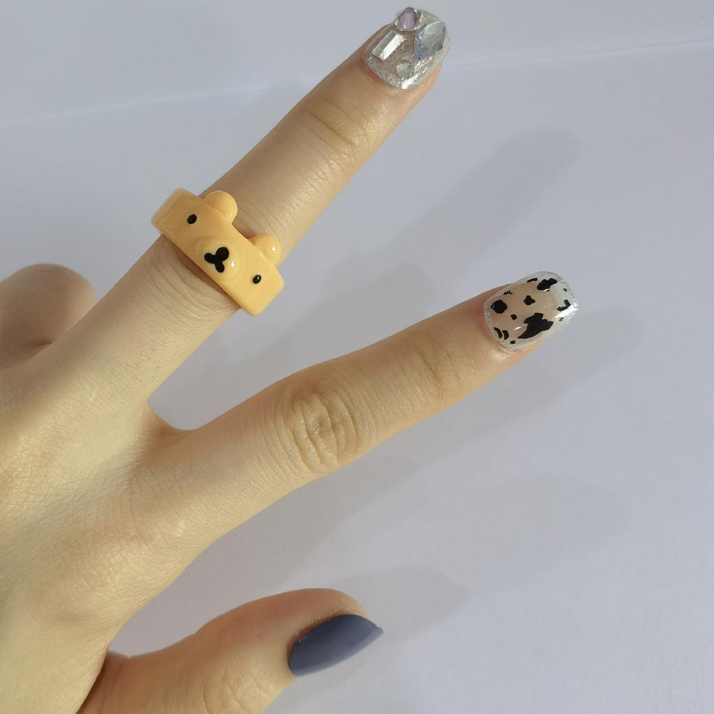 Anel feminino de resina doce e legal com tendência de animal sapo, joia simples tridimensional colorida, joia