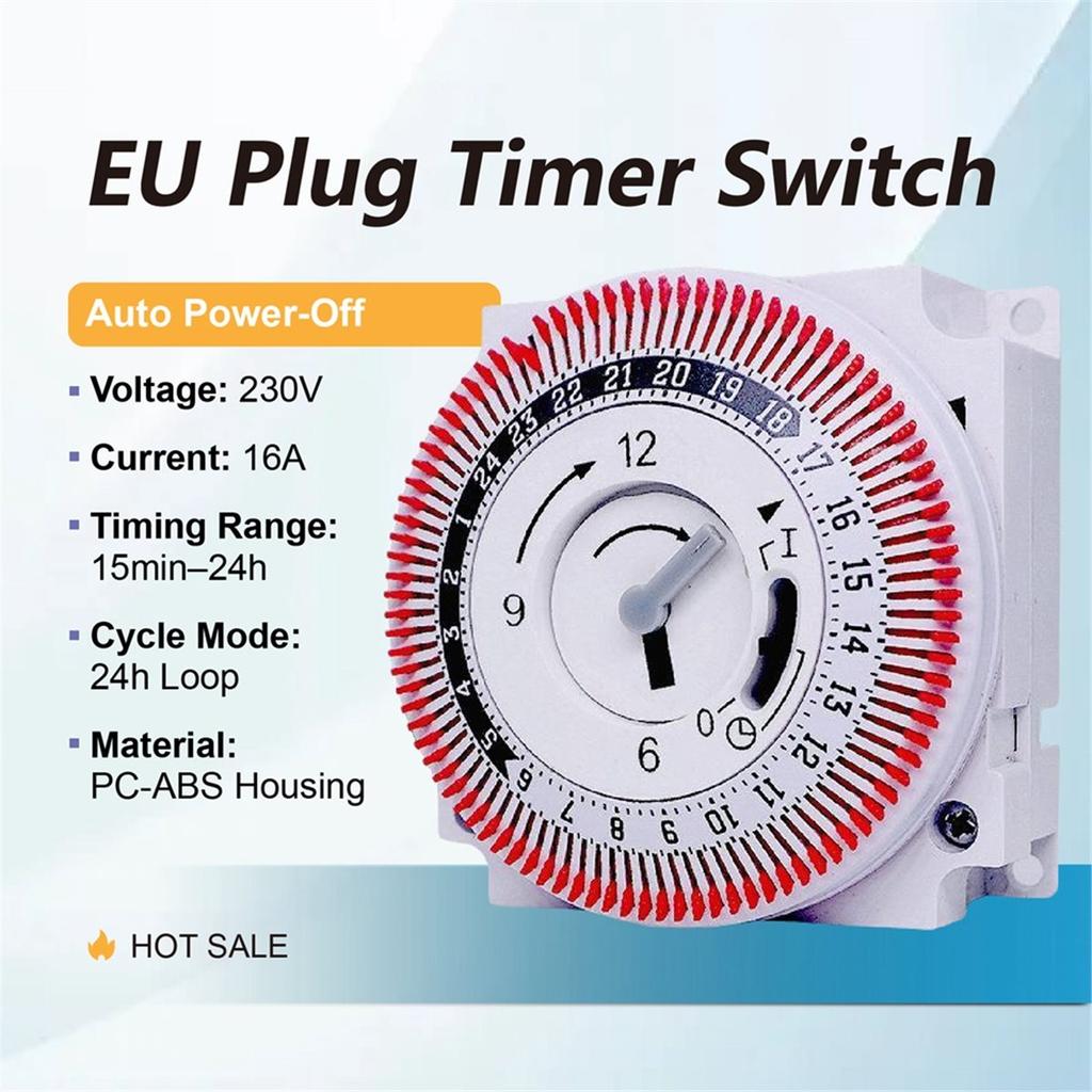 Mechanical Timer Switch 16A 230V Rotary Dial Analog Time Control Daily Time Switch for Industrial & Home Appliance