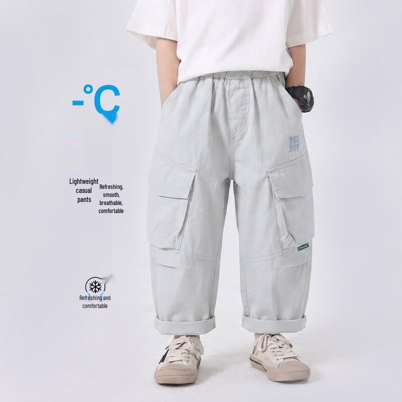 Boys  Loose Fit Summer Cotton Blend Cargo Pants 110 светло-синий