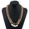 Pearl Layered Necklace For Women With Geometric Design And Water Wave Chain For Gifts And Travel