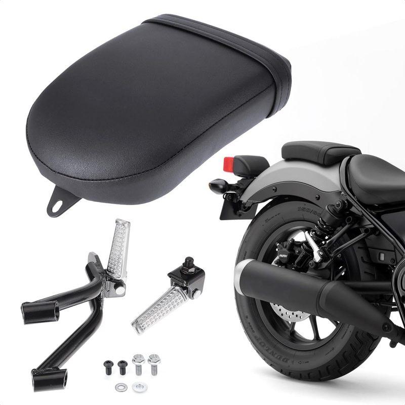Motorcycle Rear Passenger Seat& Rear Foot Pegs Footrests Compatible with Honda CMX 300 CMX 500 Rebel 2017-2025