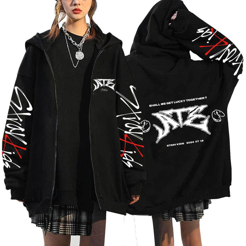 Взрослые Женщины Мужчины Stray Kids Доминируют ATZ SKZ Принт Толстовка Свободная Молния Длинные Рукава Толстовка Куртка Пальто Верхняя Одежда 4XL