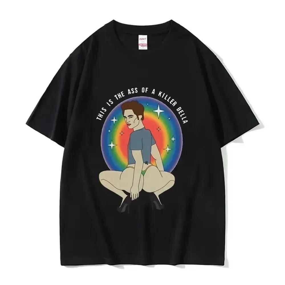 

Папина дочка Роберт Паттинсон Мужская Женская Принт Хлопковая Футболка Сумеречная сага Винтаж 90-е Футболка с коротким рукавом Футболки оверсайз XXXXXL чёрный