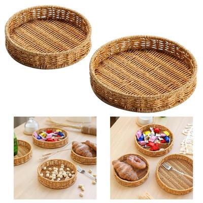 Plastic Round Serving Tray Decorative Small Items Tray for Snacks Bread Fruit for Home Kitchen Hospitality Use