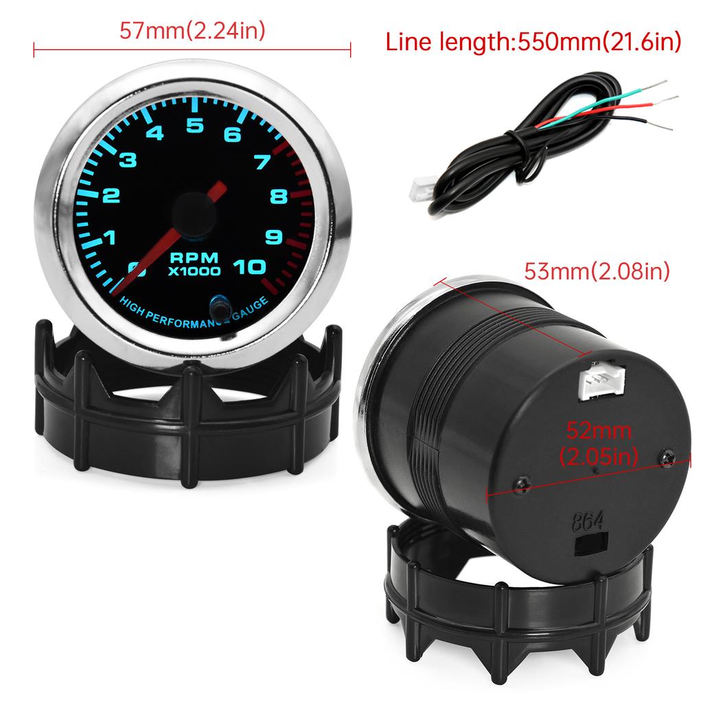 PSI Boost/PRM/Water Temp/Oil Temp/Oil Press/Voltage/Air Fuel Ratio/EGT 2"52mm Car Gauge 7Color LCD Digital Instrument Kit Holder